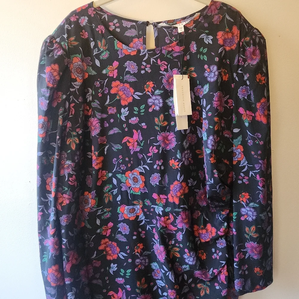 NWT Veronica Beard Selena Floral Sheath Maxi Ruched Silk Dress, size 20 - Picture 4 of 15